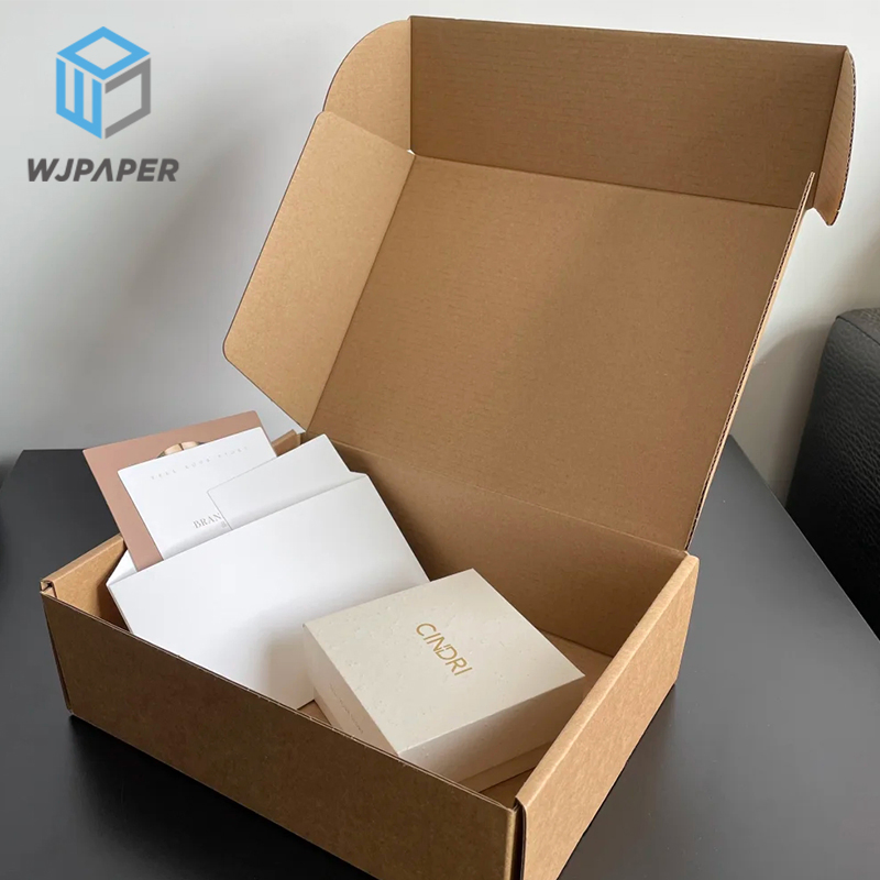 Caixa de papelão dobrável personalizada para atacado, embalagem de roupas e sapatos, caixa de correio corrugada para envio postal