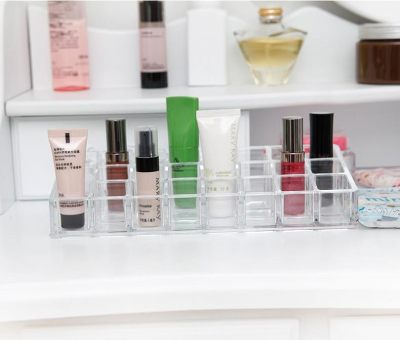 Caixa de Armazenamento de Cosméticos Acrílico Transparente, Estojo de Exibição de Maquiagem