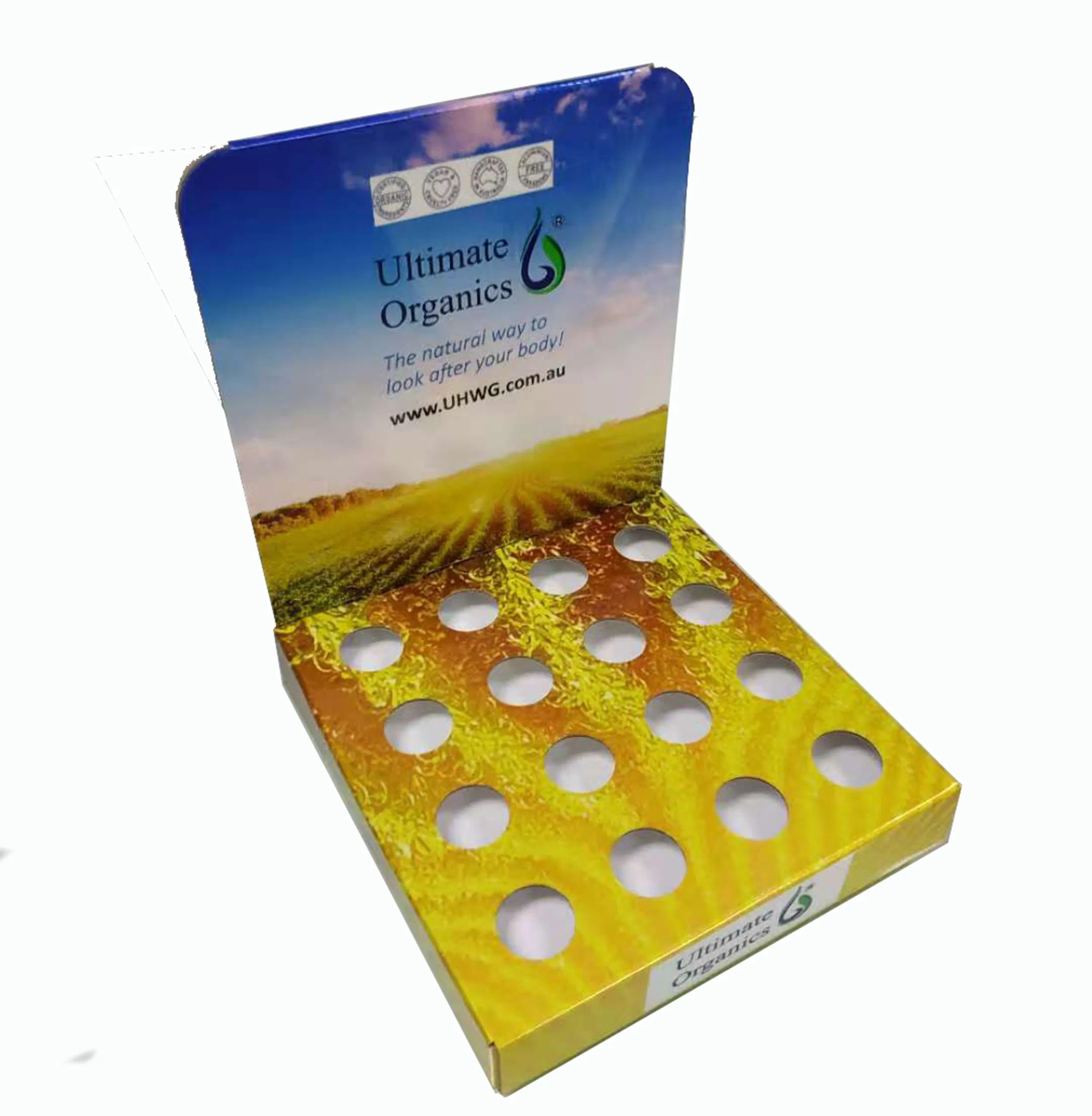 Suporte de Papel para Exposição de Cosméticos com Furos