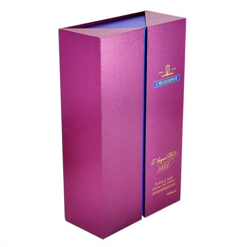 Caixa de presente de vinho dobrável magnética de papelão de luxo para uma única garrafa de vinho
