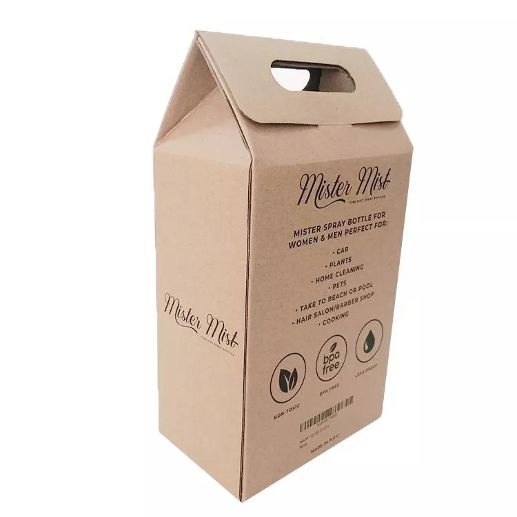 Caixa de embalagem para garrafa de vinho em papelão corrugado E-Flute impressa com logotipo personalizado e alça
