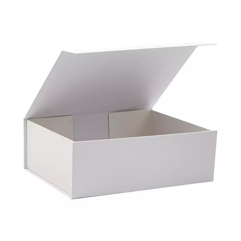 Caixa de presente rígida dobrável em forma de livro branca de luxo, impressão personalizada em papel, caixa de presente com fechamento magnético tipo clamshell