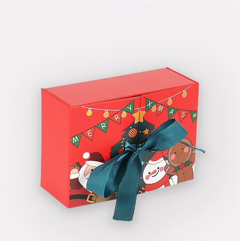 Caixa de Papel para Presente em Forma de Livro Vermelho do Papai Noel com Fita, Caneca, Vinho e Ráfia