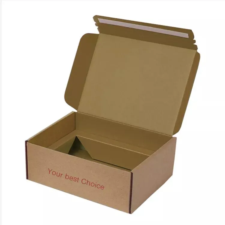 Caixa de Envio Kraft Tuck Top Gratuita para Embalagem de Roupas Caixa de Papelão Corrugado para Envio Postal Caixa de Envio com Zíper Fita Adesiva Fita de Rasgar
