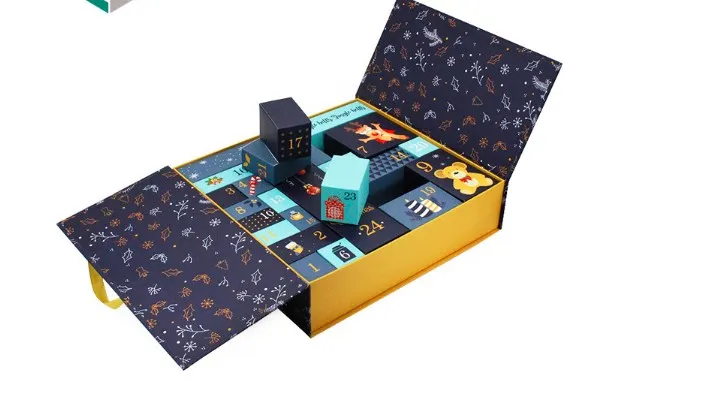 Caixa de Calendário do Advento para Contagem Regressiva de Natal, Brinquedos Personalizados em Branco para Embalagem