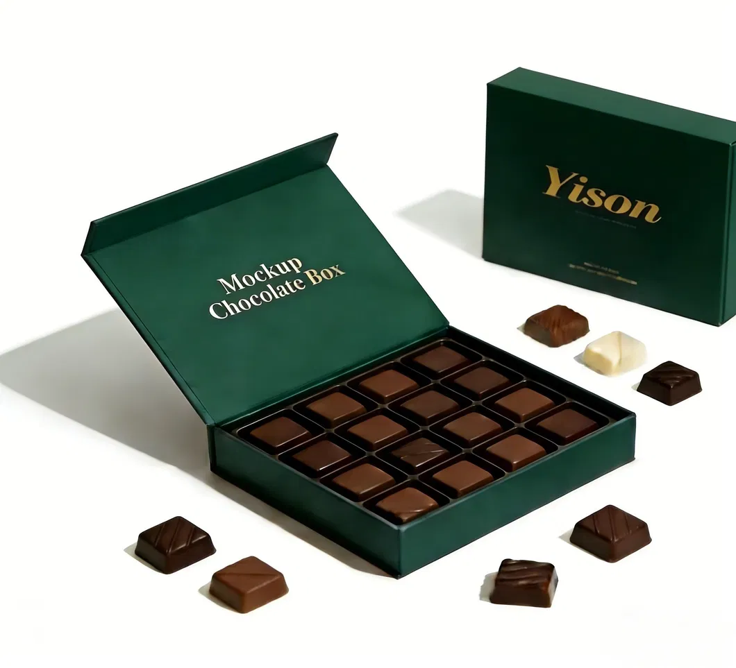 Caixa de Embalagem de Papel Personalizada de Luxo com Fechamento Magnético para Doces e Chocolates para Presentes de Dia dos Namorados e Natal