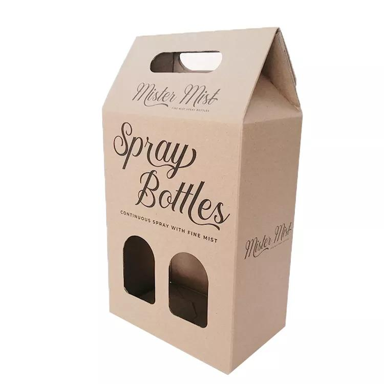 Caixa de embalagem para garrafa de vinho em papelão corrugado E-Flute impressa com logotipo personalizado e alça