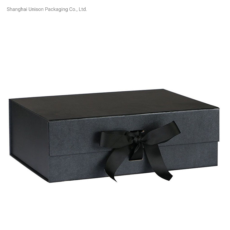 Personalize Caixa de Papelão de Envio de Luxo Grande Preta Dobrável com Fechamento Magnético para Roupas