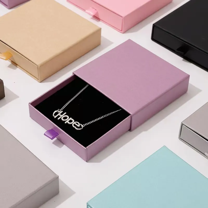Caixa de presente de luxo para joias em papelão deslizante com logotipo personalizado