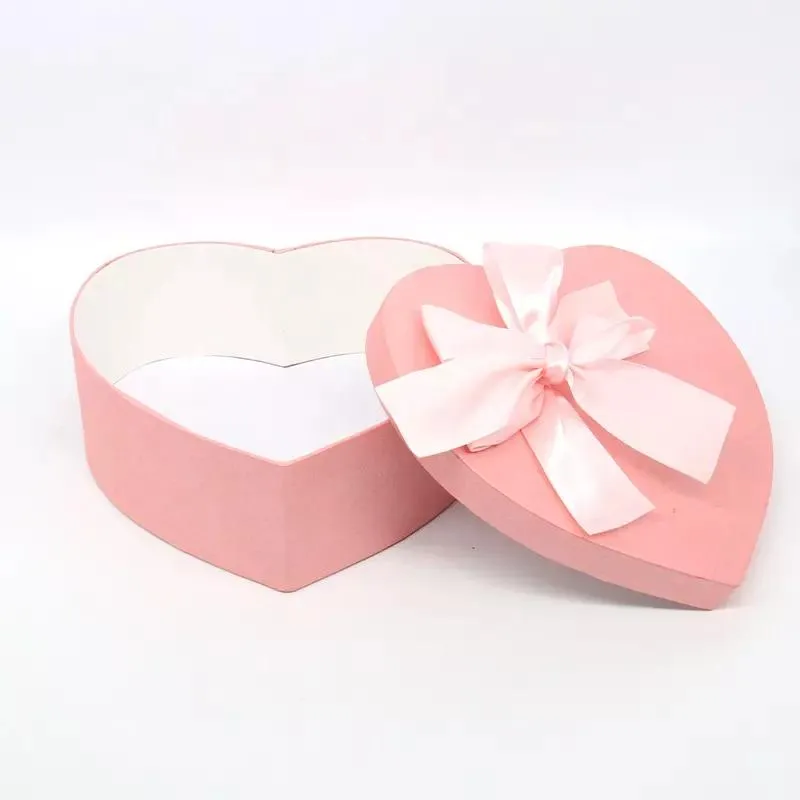 Novo Produto Dia dos Namorados 3D Nozes Grãos Embalagem Presente Caixa de Flor Cartão Base e Tampa Rosa Caixa de Flor Forma de Coração