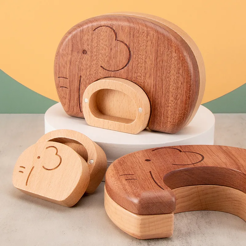 Caixa de Dente de Bebê de Madeira Natural para Presente Promocional