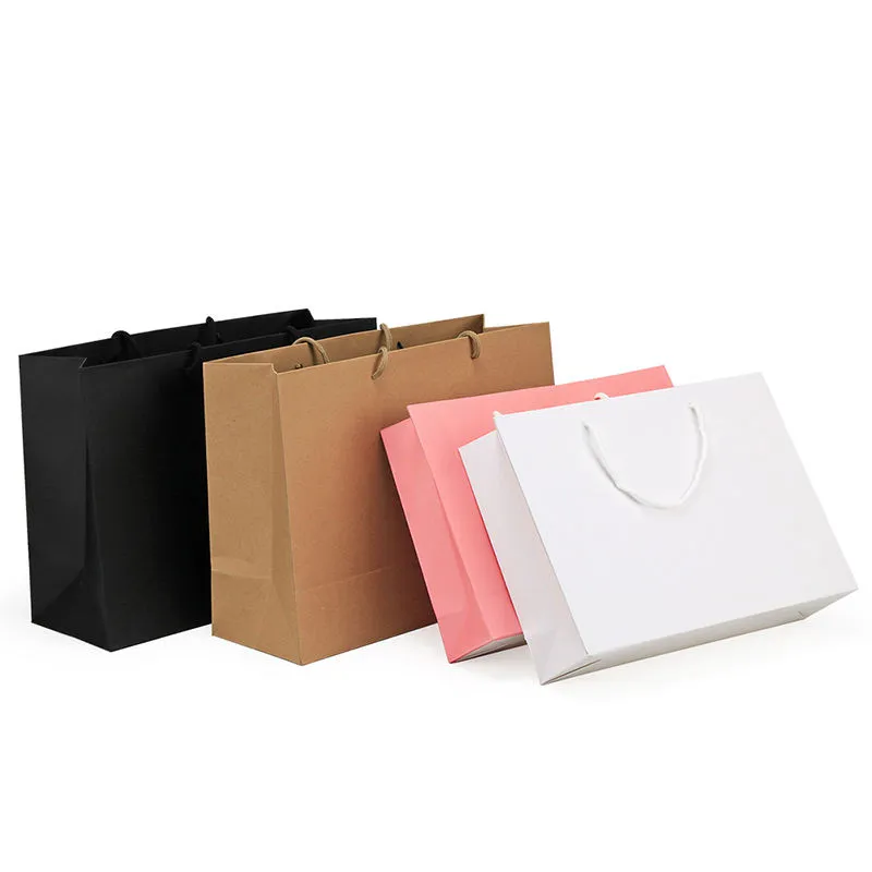 Sacolas de papel personalizadas para compras reutilizáveis com logotipo, embalagem de roupas, com alça