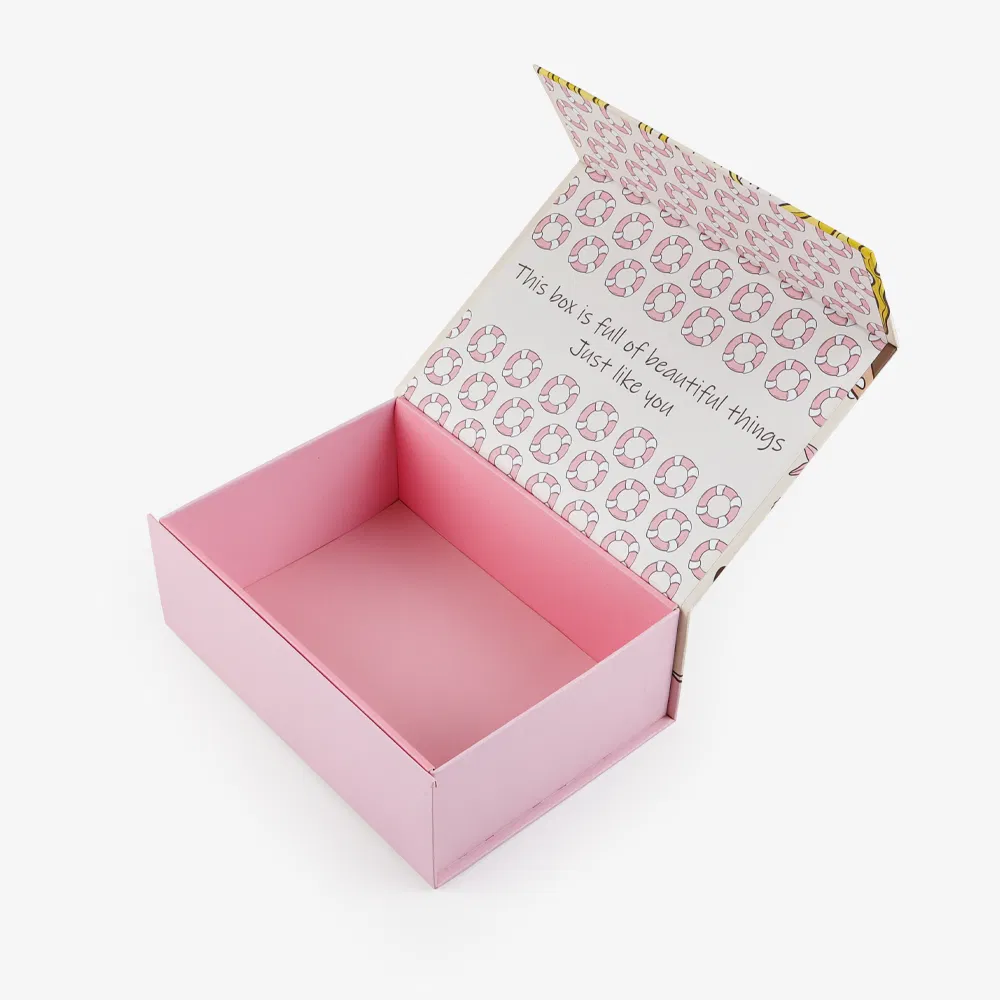 Caixa rosa de alta qualidade com fecho magnético e design interno personalizado