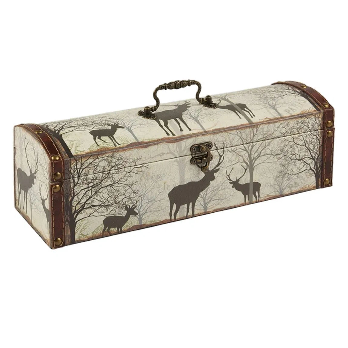 Caixa de Vinho Decorativa, Estojo de Madeira para Armazenamento de Uma Garrafa, Caixa de Presente para Embalagem de Presentes 11X11X36cm Sj17603