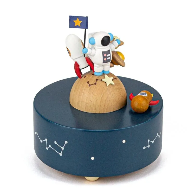 Caixa Musical de Madeira de Rena Azul Personalizável para o Natal