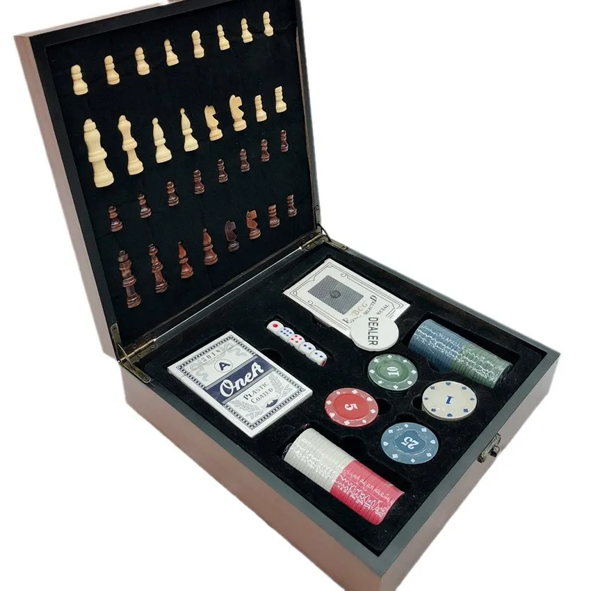 Conjunto de Jogo de Tabuleiro de Xadrez Redondo de Madeira Magnética em Caixa Compacta e Única com Peças