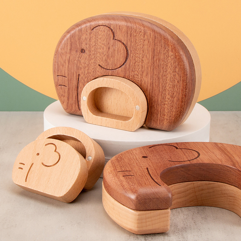 Caixa de Dente de Bebê de Madeira Natural para Presente Promocional