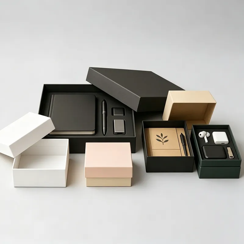 Caixa de presente personalizada impressa em papel reciclado com tampa e base estampadas, com logotipo em relevo para embalagem de roupas e joias, para cosméticos com estampa em foil dourado