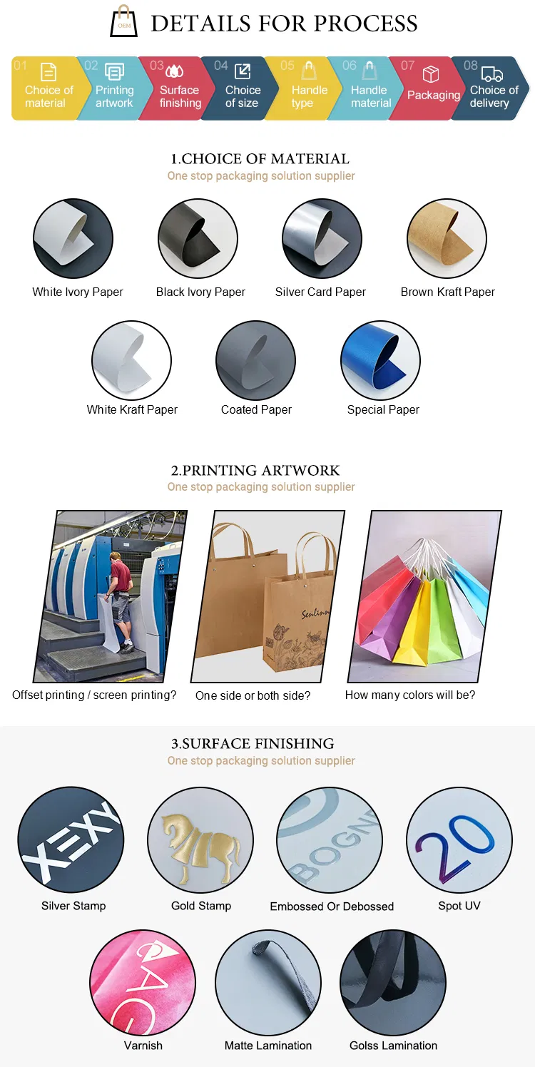 Saco de embalagem para presente em papel laminado brilhante nas cores dourado e branco, tamanho personalizado à venda
