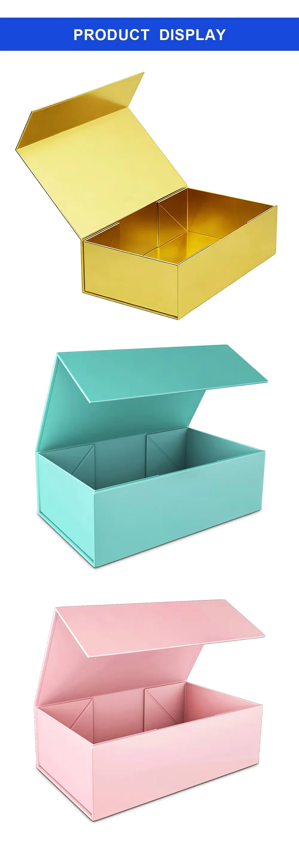 Caixa de embalagem de papel vazia dobrável magnética integrada personalizada, caixa de presente com flip, personalização em pequenas quantidades disponível
