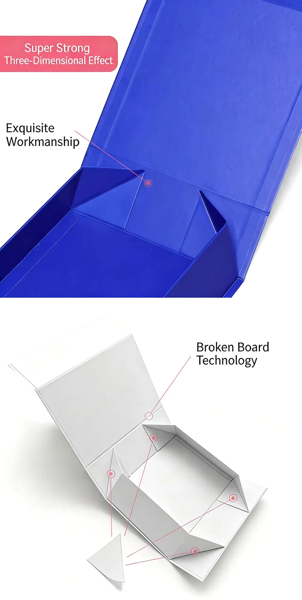 Caixa de embalagem de papel vazia dobrável magnética integrada personalizada, caixa de presente com flip, personalização em pequenas quantidades disponível