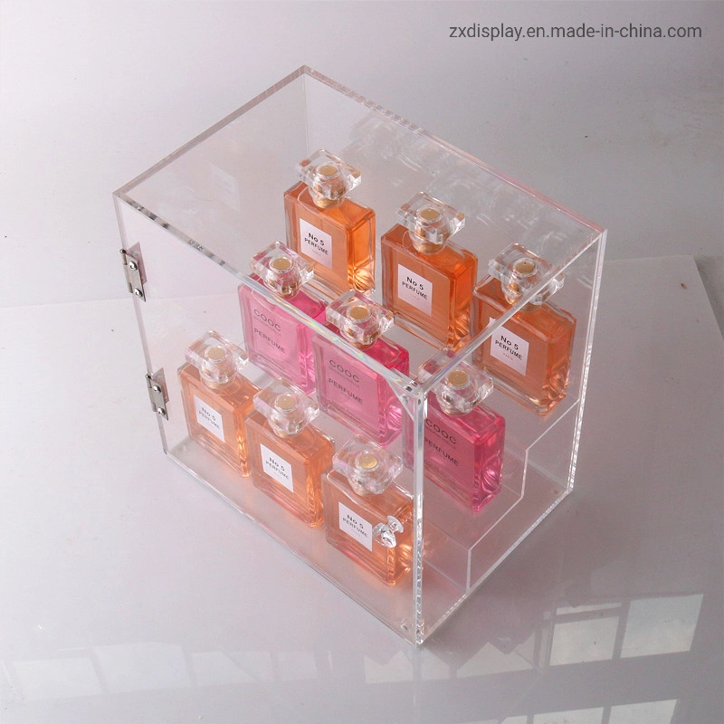Expositor de Perfumes de Acrílico Transparente de Luxo com Porta