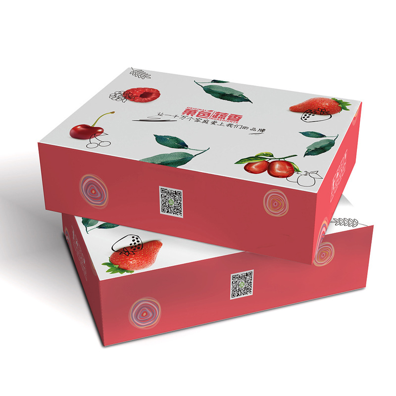Caixas de papelão corrugado personalizadas de luxo para uva, manga, cereja, maçã e laranja, caixas dobráveis para embalagem de frutas e vegetais para envio e armazenamento