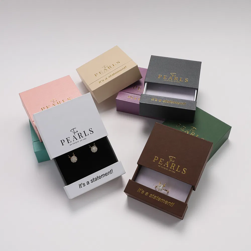 Caixa de presente deslizante personalizada em papel reciclável feito à mão com logotipo