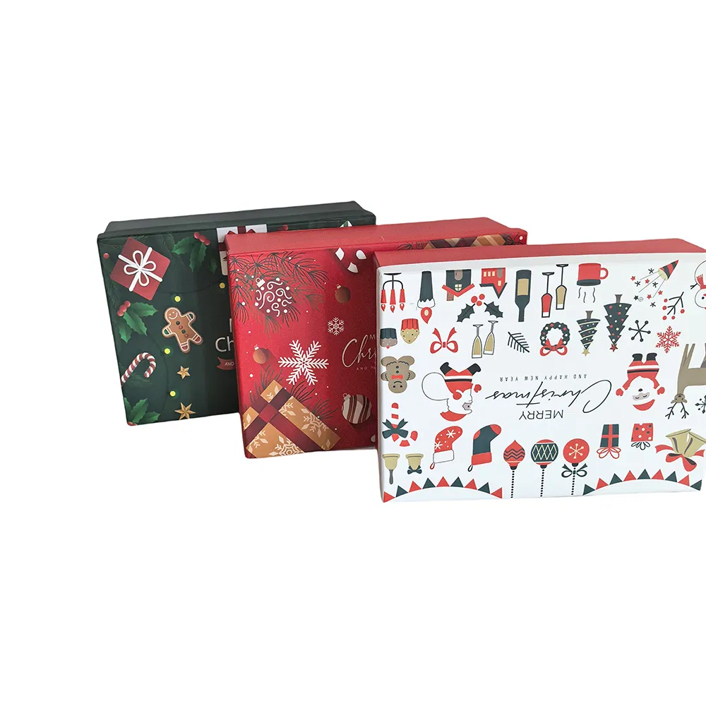 Caixa de presente de Natal em duas peças com tampa e base