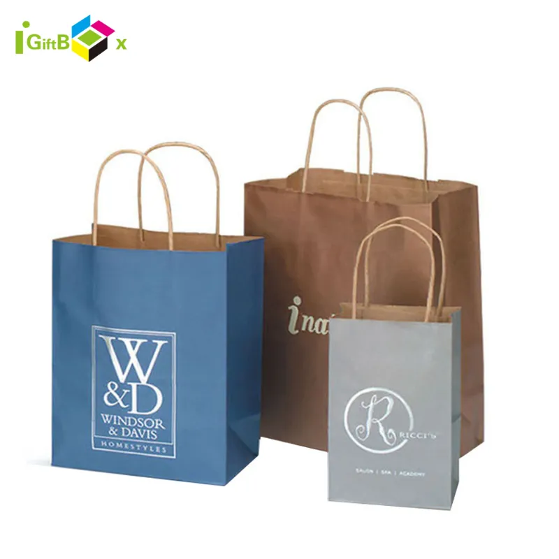 Saco de papel kraft para embalagem de presentes de moda personalizada de luxo