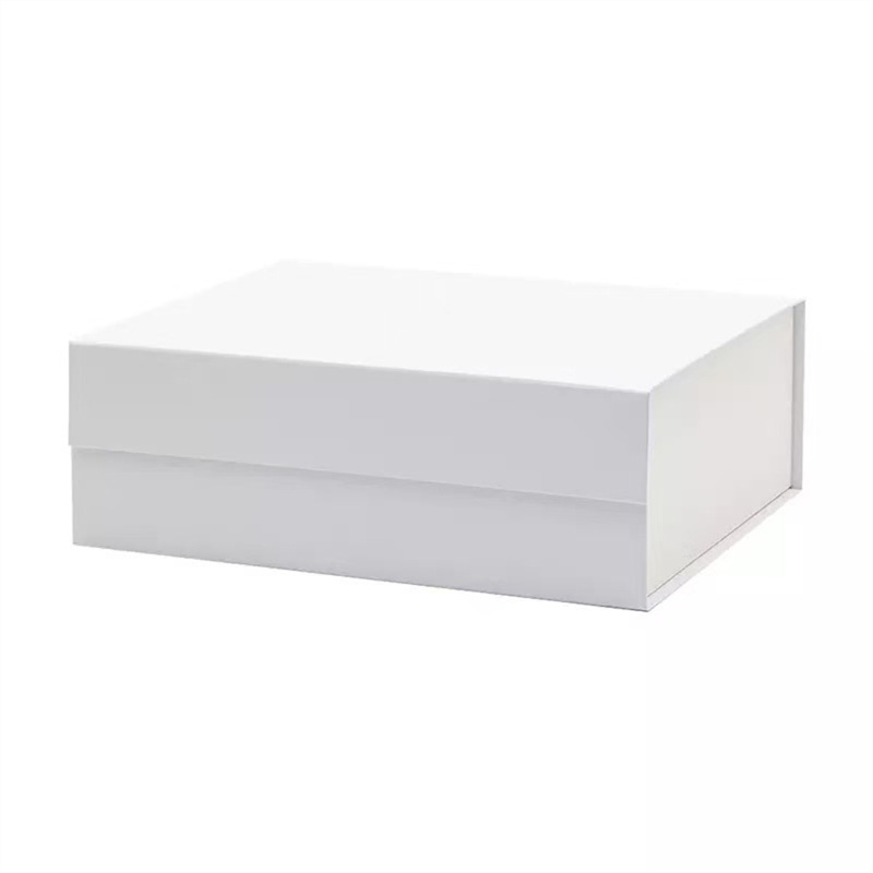 Caixa de presente rígida dobrável em forma de livro branca de luxo, impressão personalizada em papel, caixa de presente com fechamento magnético tipo clamshell