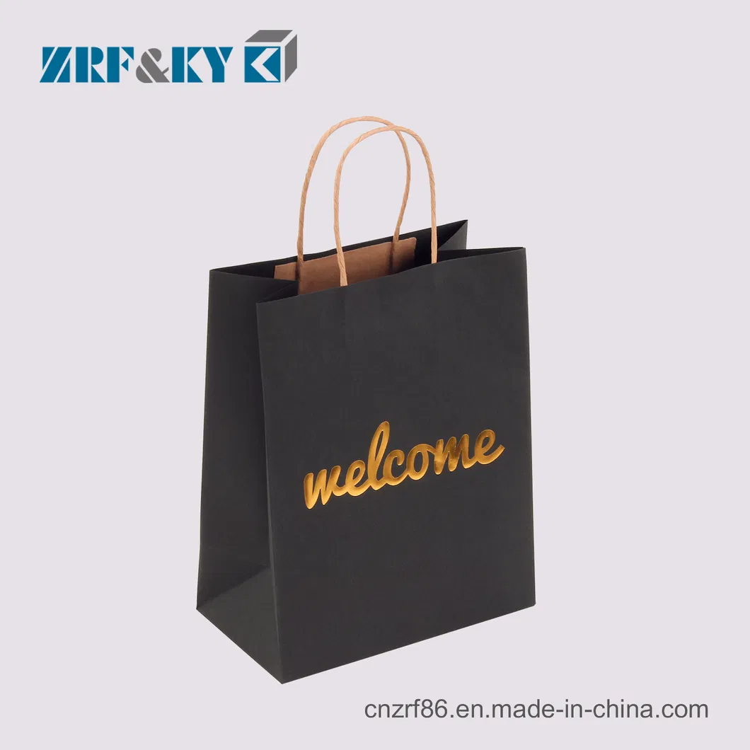 Embalagens de papel kraft recicláveis personalizadas com padrão impresso em branco, preto e marrom para atacado e varejo em grande quantidade