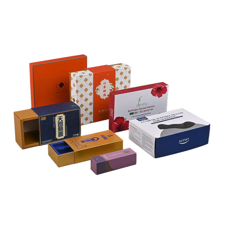 Caixas de papelão dobráveis brancas para presentes, cosméticos e alimentos com design gratuito