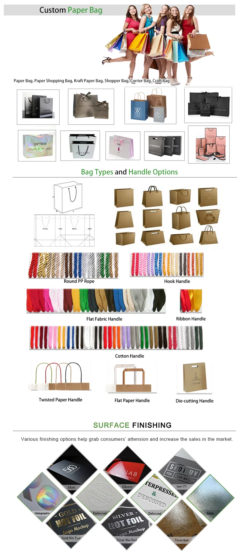 Saco de papel kraft para embalagem de presentes de moda personalizada de luxo
