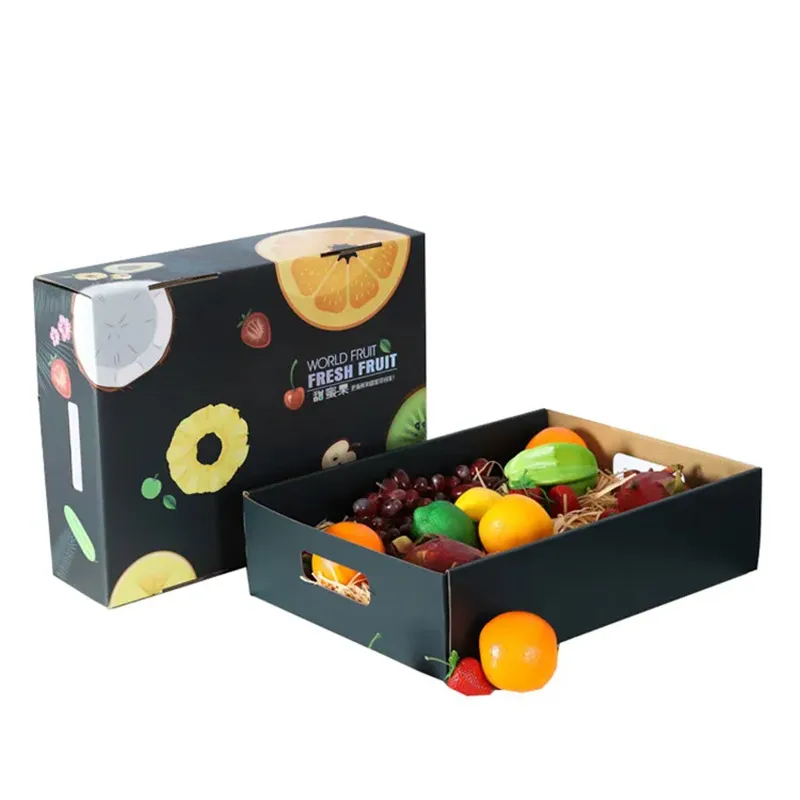 Caixas de papelão corrugado personalizadas de luxo para uva, manga, cereja, maçã e laranja