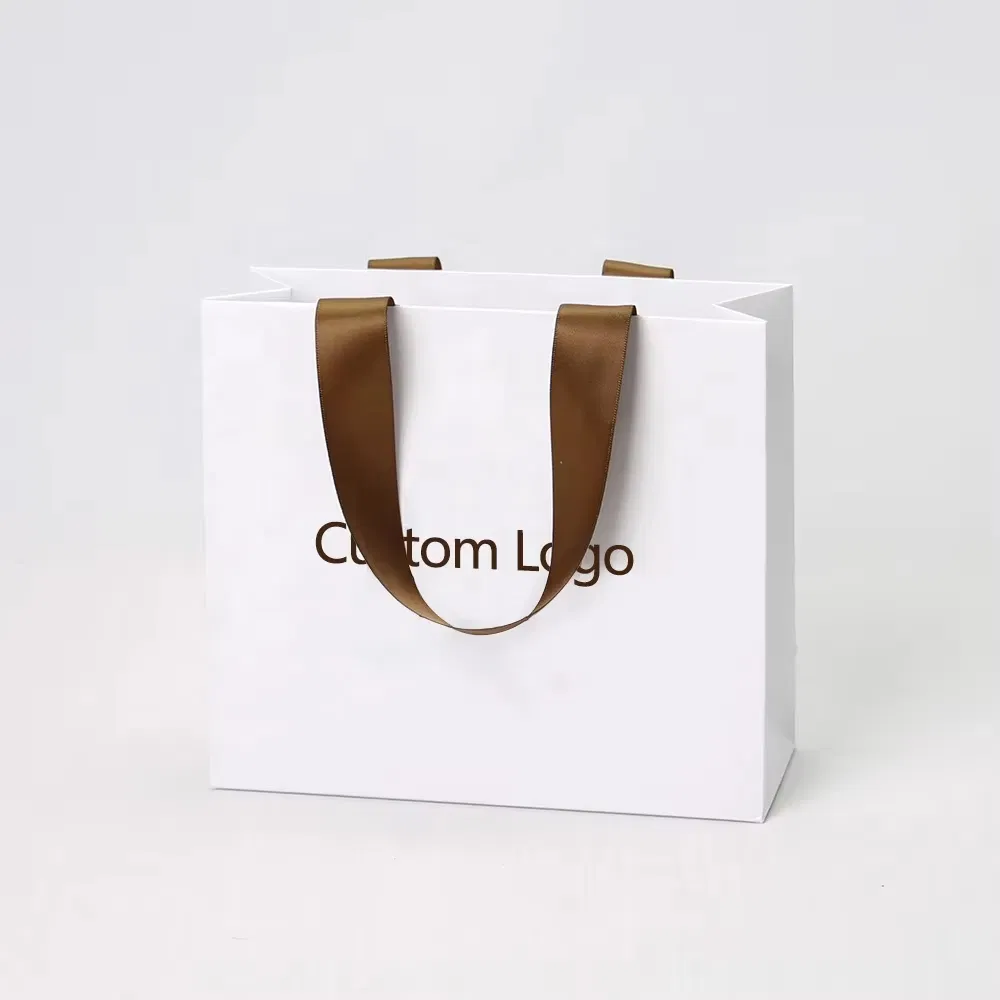Saco de Papel Personalizado de Luxo para Aniversário, Casamento, Dia dos Namorados, Festa, Embalagem de Compras Rosa, Saco de Presente Personalizado