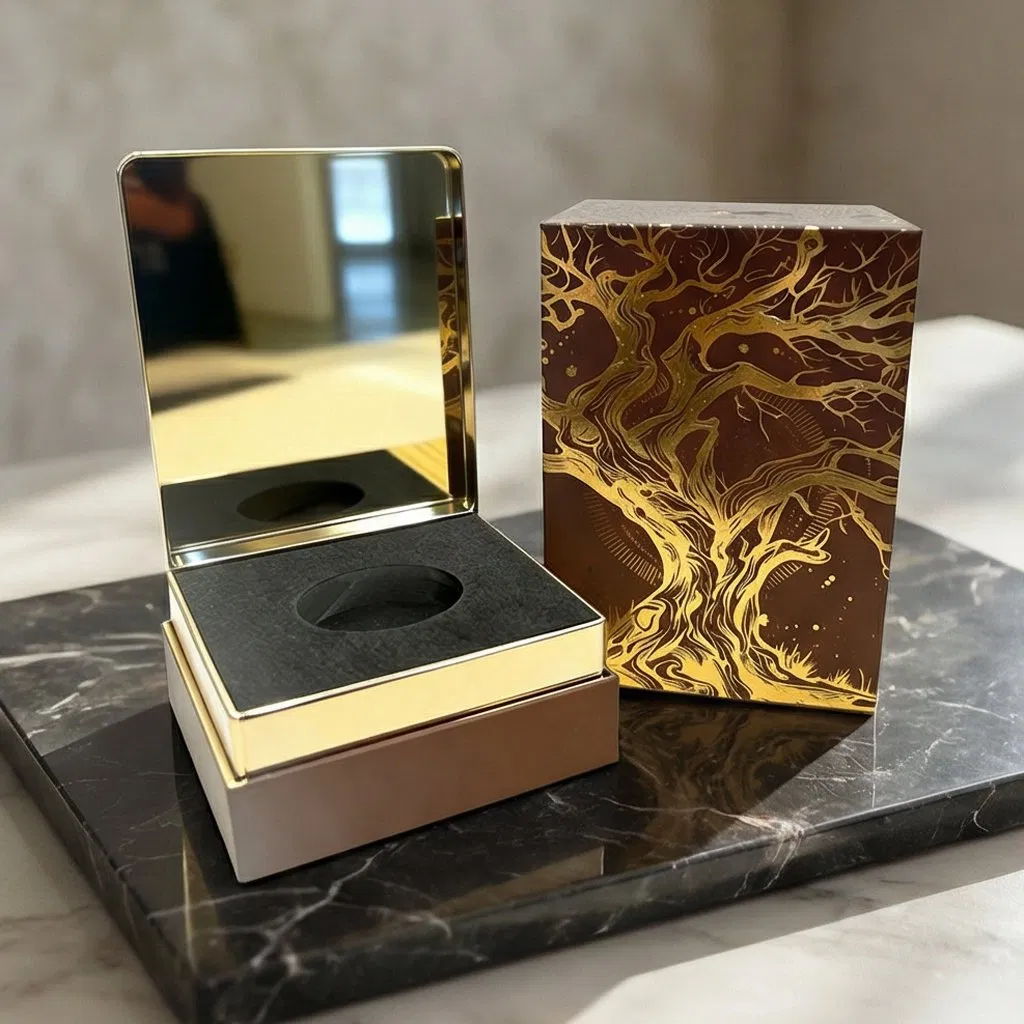 Caixa de presente de perfume personalizada e elegante com cartão de exibição