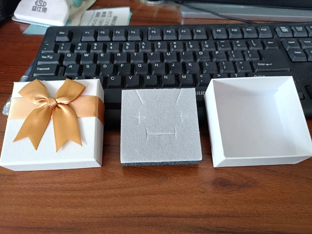 Caixa de presente de papelão com tampa e base para exibição de colar, anel, pulseira e brinco