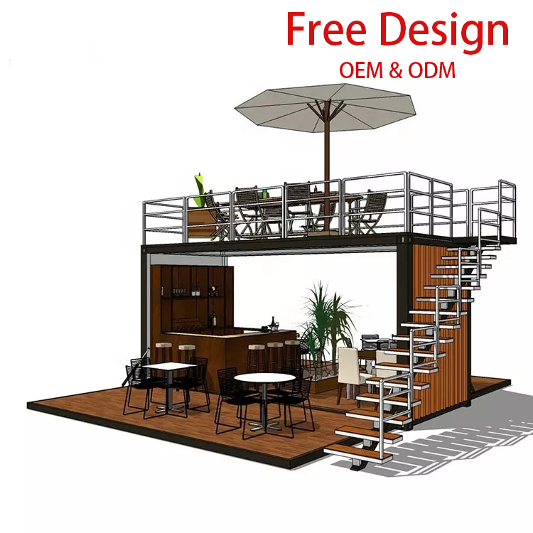 الصين 20FT حاوية شحن مسبقة الصنع تصميم جميل حاوية مقهى متنقلة حاوية بار/مقهى حاوية