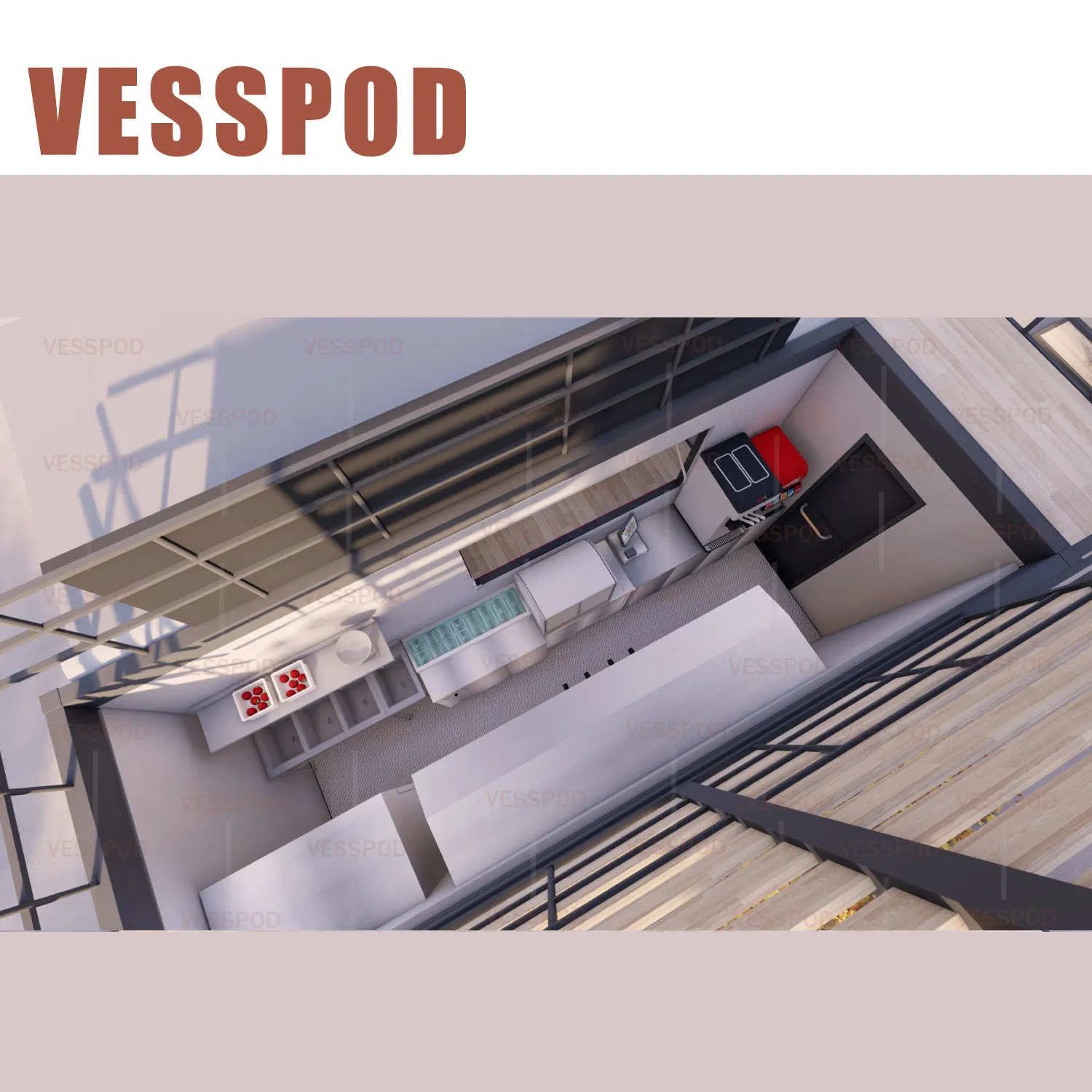 20FT تصميم نموذج حاوية مقهى بار قابلة للفك للنقل مطعم طعام سريع