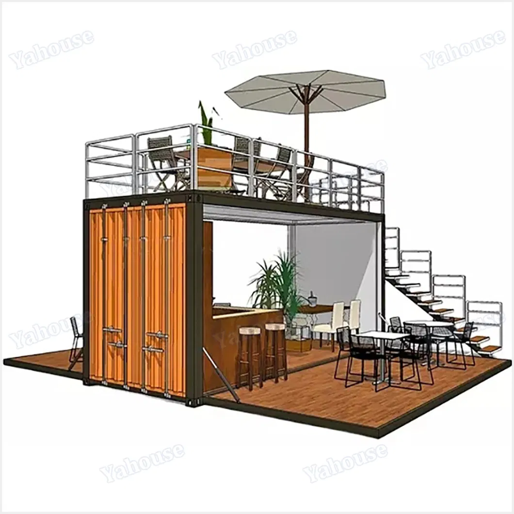 تصميم جميل للحاويات 20FT بار حاوية مقهى محمول مسبق الصنع