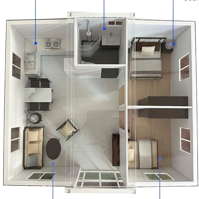 منزل حاوية قابل للتوسع 20FT/40FT، تصميم قابل للطي، للعيش، مصنع ISO