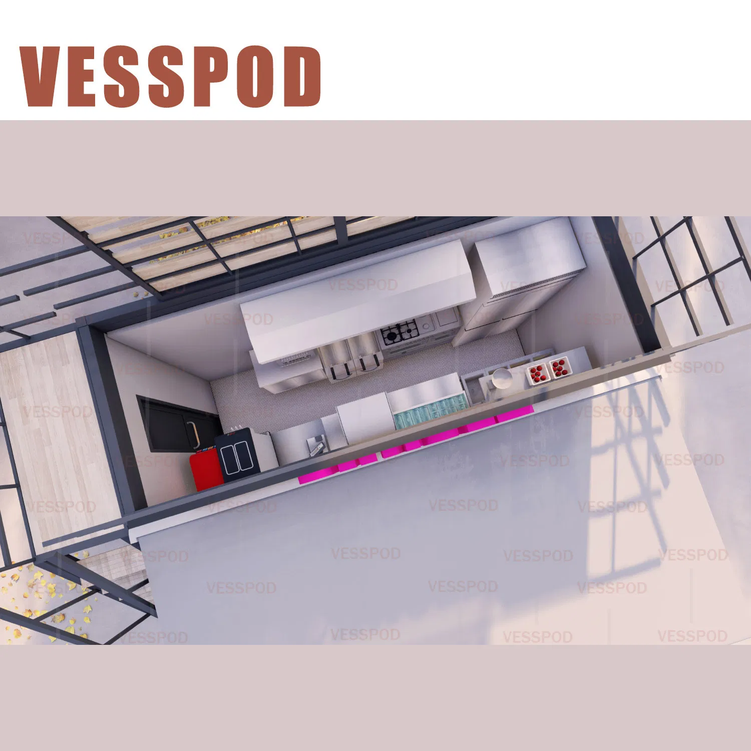 20FT تصميم نموذج حاوية مقهى بار قابلة للفك للنقل مطعم طعام سريع