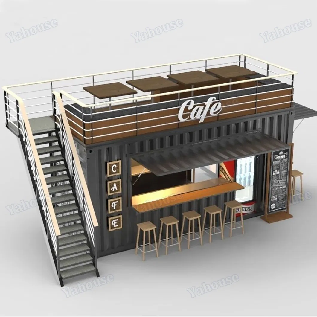 تصميم جميل للحاويات 20FT بار حاوية مقهى محمول مسبق الصنع