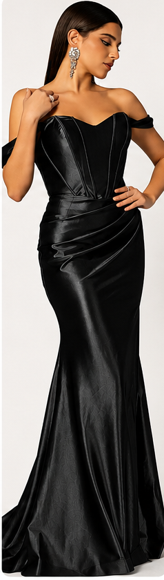 Custom Women's Satin Mermaid Evening Dress Off Shoulder Formal Gown Elegant Prom Dress Wedding Guest Party Dress OEM ODM