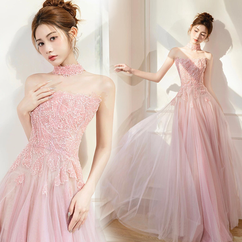 New Modern Evening Trumpet Gown in pink Ankle-length Suitable for Brides and Annual Meetings As a Host's Formal Gown