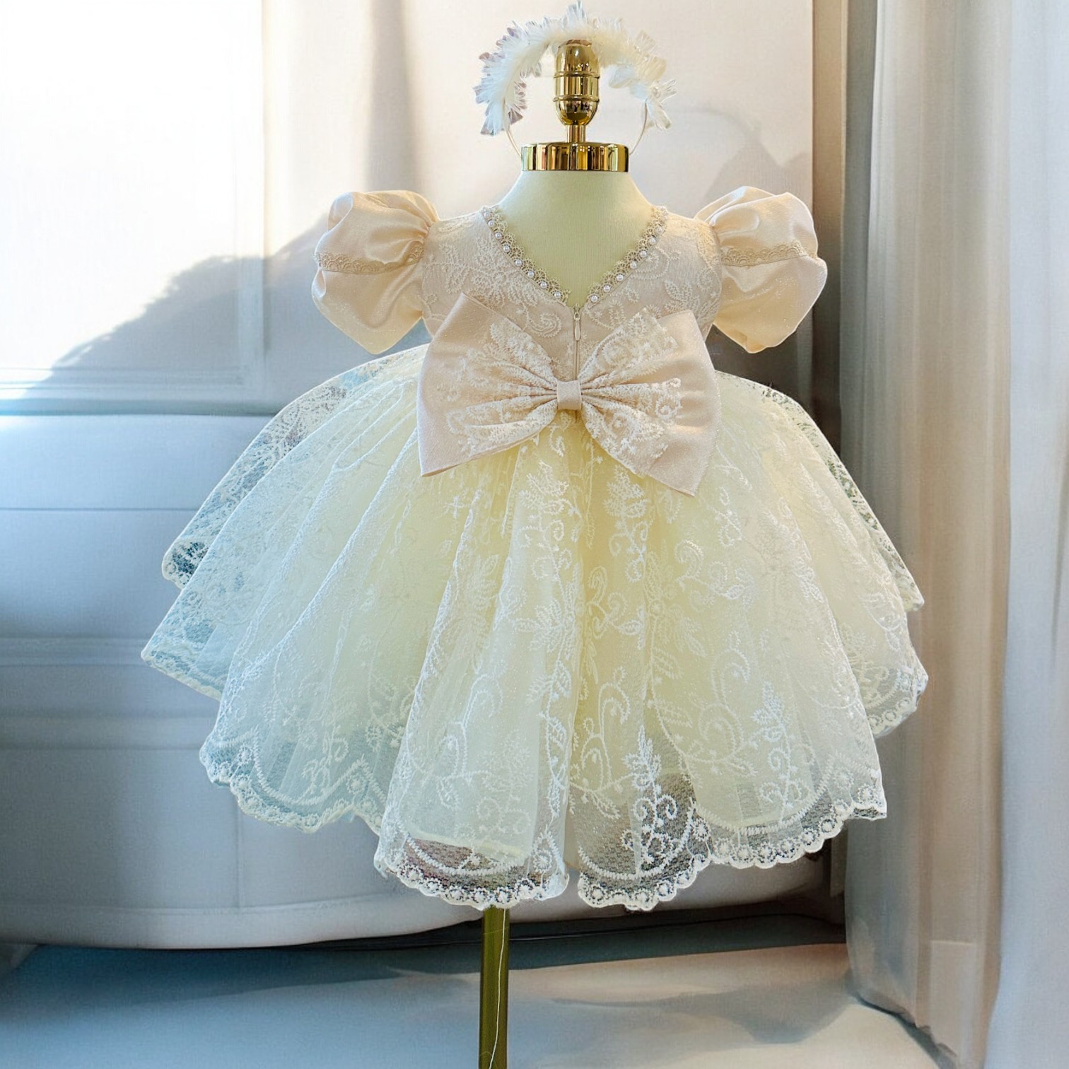 Princess Small Size Comfortable Bow Silk Dress OEM ODM Baby Girl's Party Age Group Clothes Chiffon Lace Decoration for Children