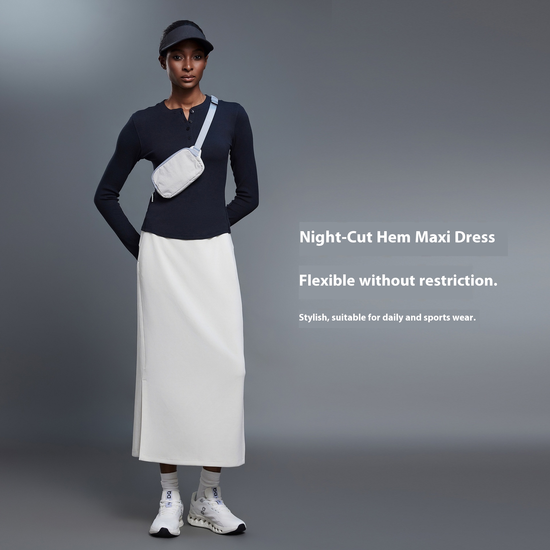 Women's Fashion Casual Mid-Length Sports Skirt Breathable Summer Style Slit Slimming Straight Natural Waistline Solid Woven