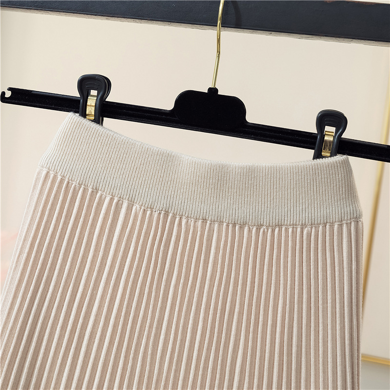 New Arrival 2021 Wholesale High Waist Pleated Sweater Long Skirt for Winter