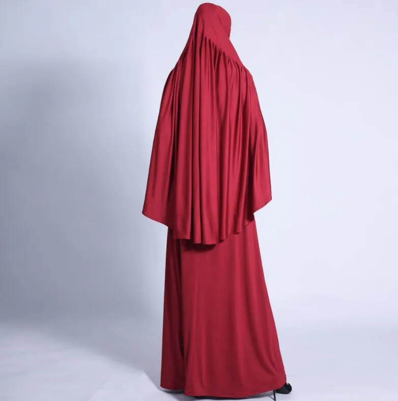 Muslim Women Hijab Dress Two Pieces Abaya Side